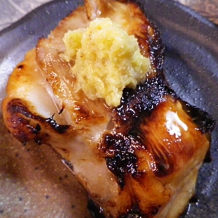 メロの醤油焼き柚子生姜のせ